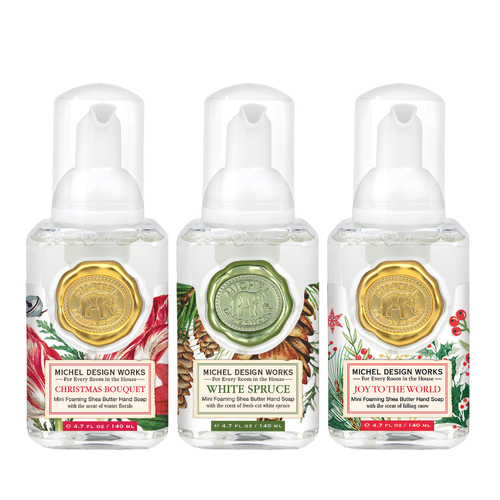*Foaming Hand Soap Set Mini -White Spruce, Christmas Bouquet, Joy to the World Michel Design Works