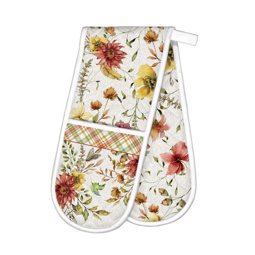 *Oven Glove Double Fall Leaves & Flowers Michel Design Works