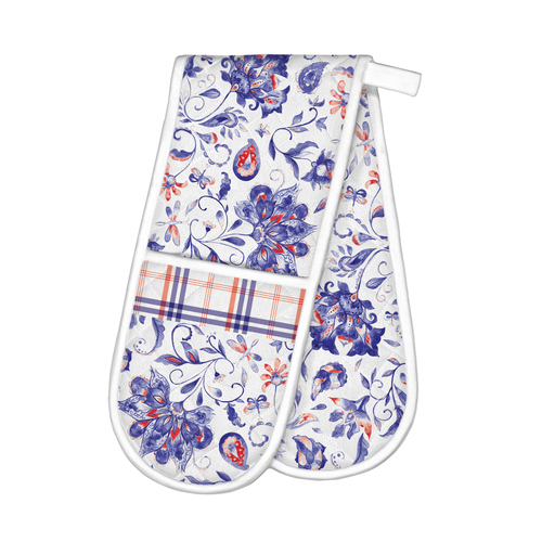*Oven Glove Double Paisley & Plaid Michel Design Works