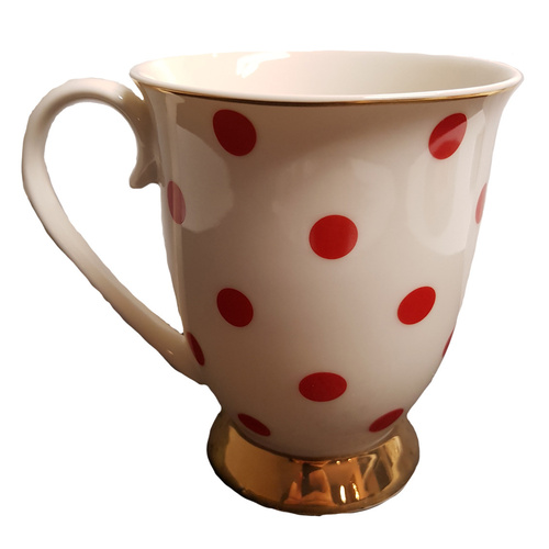 Blue Cadeaux Mug White with Red Spots
