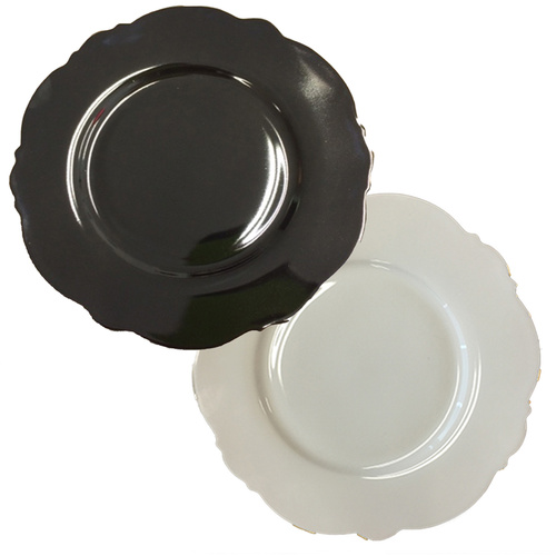 Blue Cadeaux Set of 2 Plates Black & White