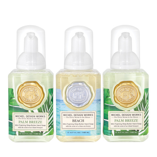 *Foaming Hand Soap Set Mini -Palm Breeze, Beach, Palm Breeze Michel Design Works