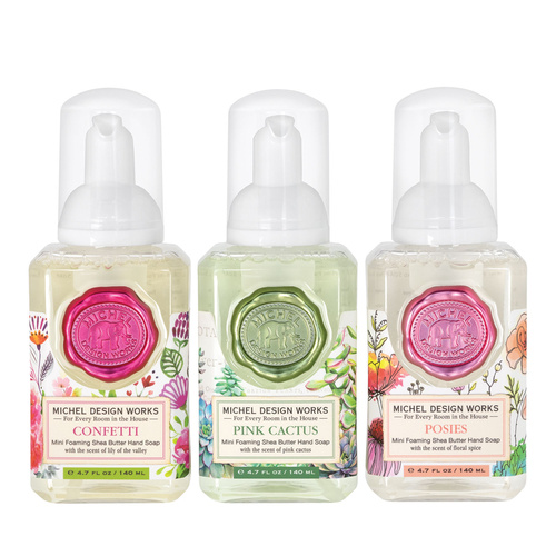 *Foaming Hand Soap Set Mini -Confetti, Pink Cactus, Posies Michel Design Works