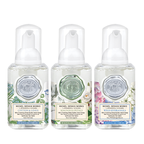 *Foaming Hand Soap Set Mini - Cotton Linen, Magnolia Petals, Wild Hydrangea Michel Design Works