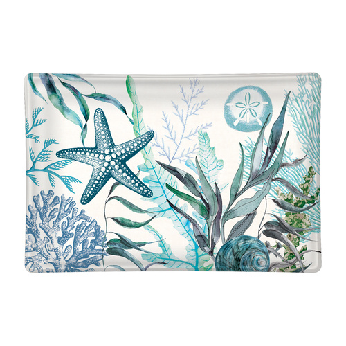 *Glass Rectangle Soap Dish Ocean Tide Michel Design Works