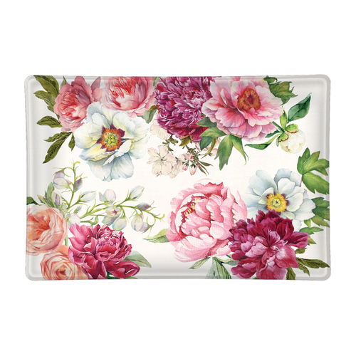 *Glass Rectangle Soap Dish Blush Peony Michel Design Works