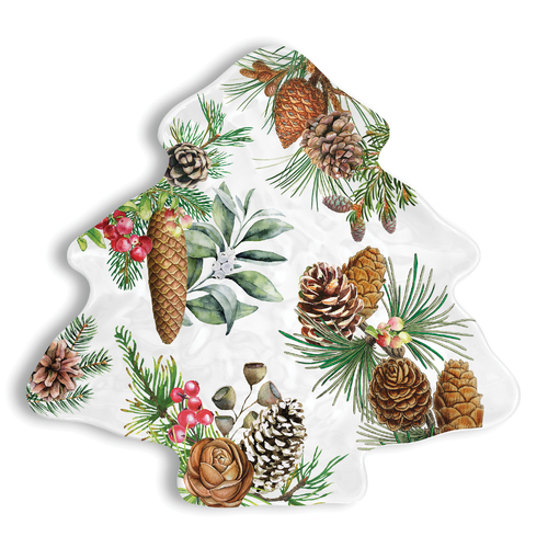 *Melamine White Spruce Tree Plate  Michel Design Works