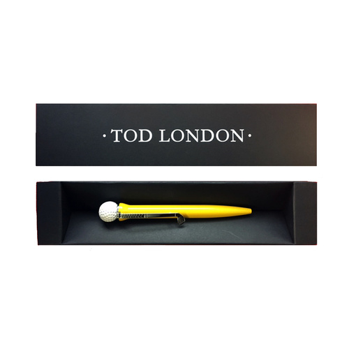 Tod London Golf Ball Pen Yellow in a Black Gift Box 
