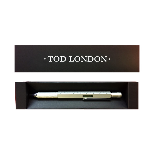 Tod London Level Pen Silver with Ruler and Mini- Screwdriver