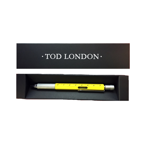 Tod London Level Pen Yellow with Ruler and Mini- Screwdriver